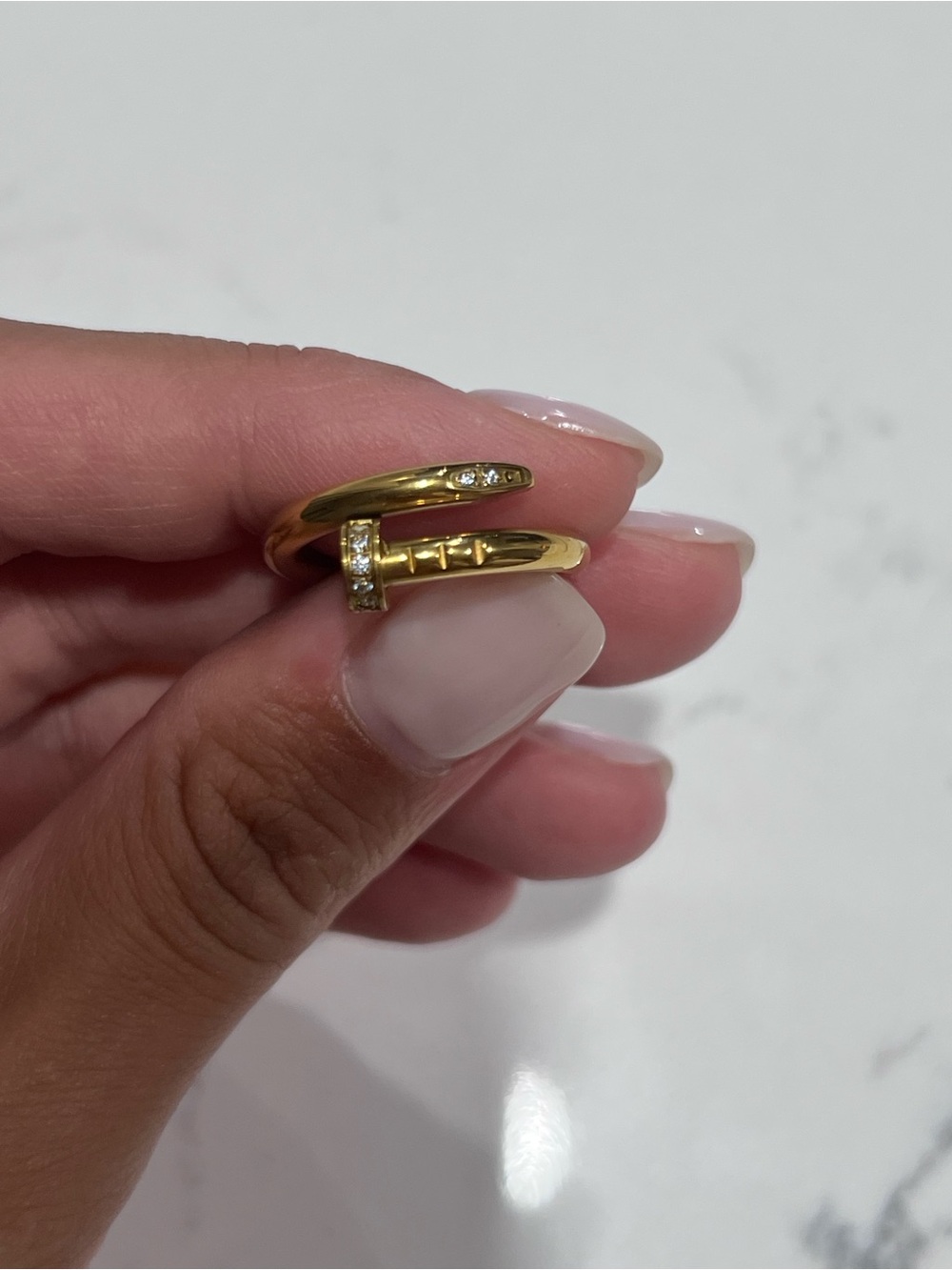 Gold Pavé Nail-Inspired Wrap Ring - Women's Gold Fashion Ring